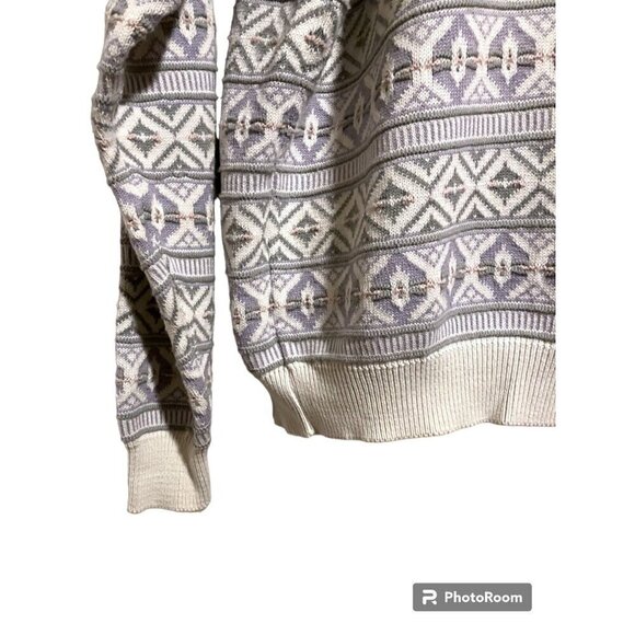 Vintage Claiborne Southwestern Sweater S Oversized Western Cozy Soft Cotton - Picture 3 of 7